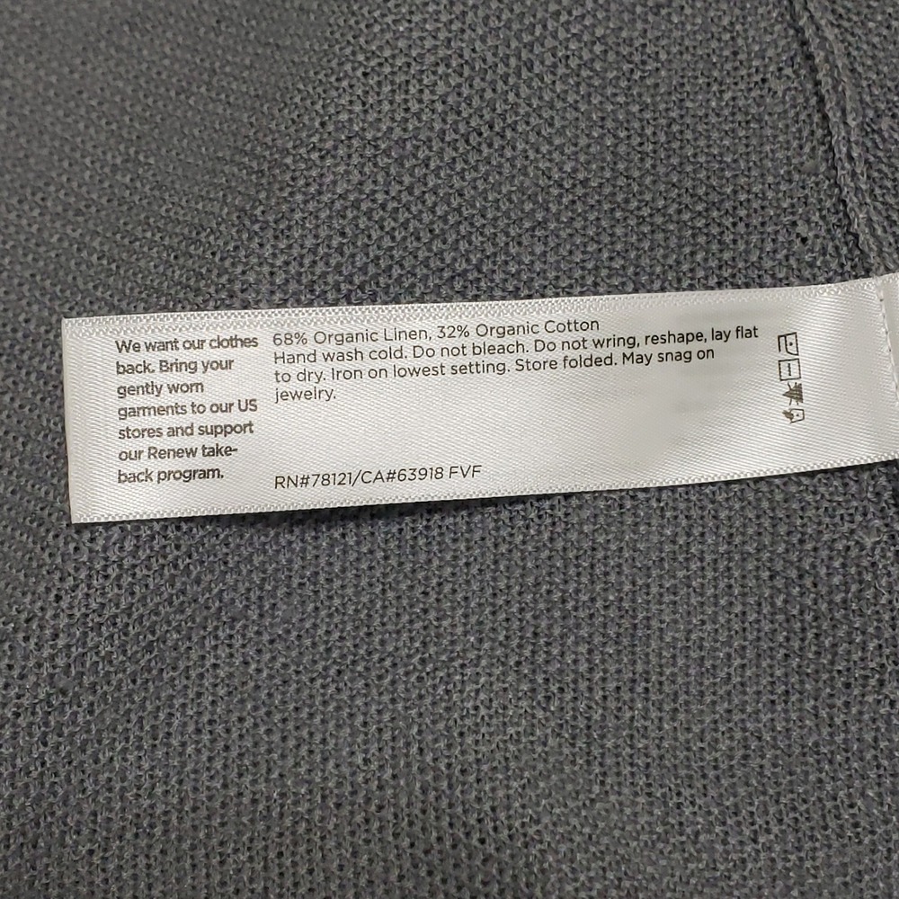 Eileen Fisher Organic Linen Cotton Long Cardigan‎ Open Front Textured Gray PL - Picture 7 of 11